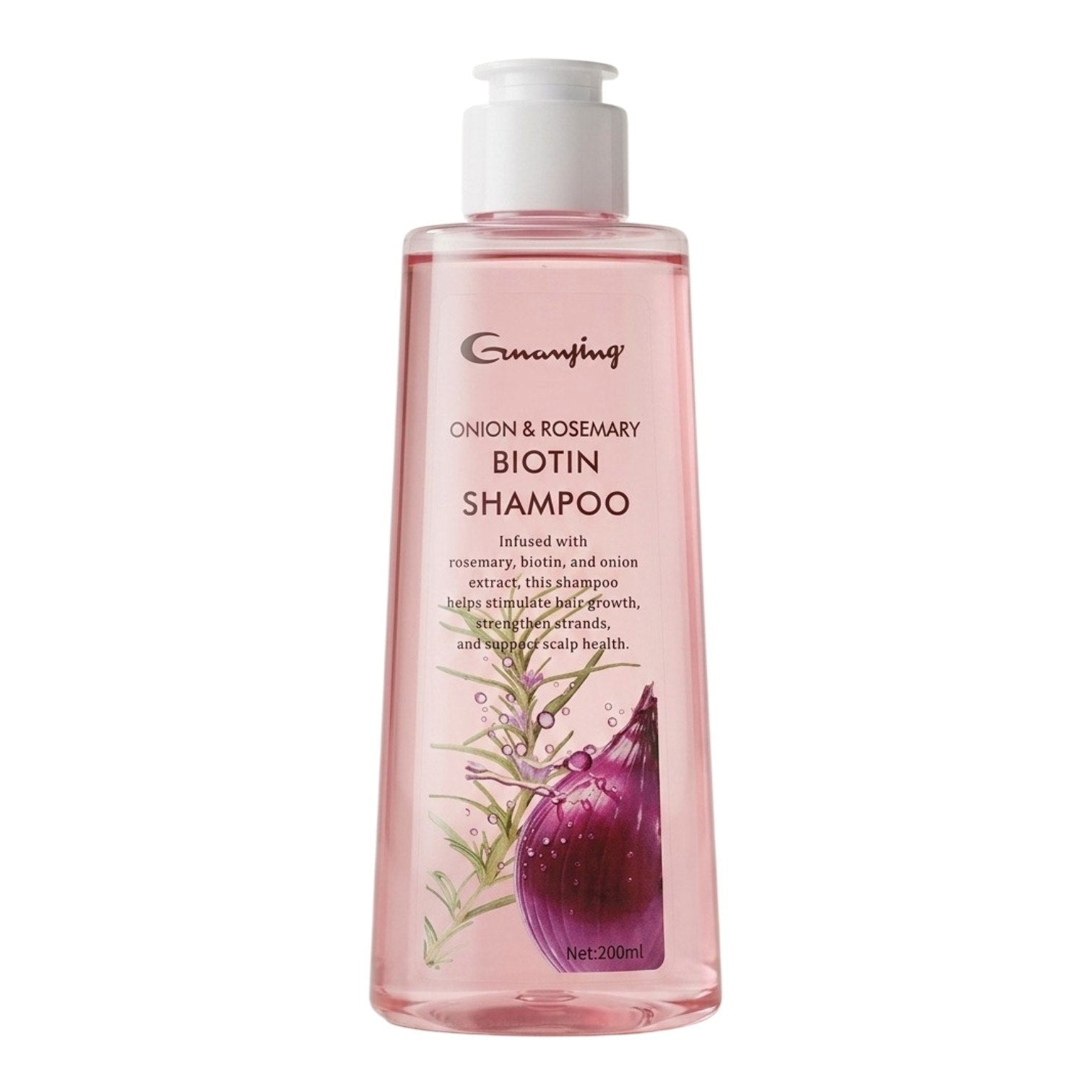 SHAMPOO FORMULADO CON CEBOLLA, ROMERO Y BIOTINA PARA LIMPIAR EL CABELLO MIENTRAS AYUDA A MANTENER SU APARIENCIA FUERTE Y SALUDABLE GNANJING 200ML