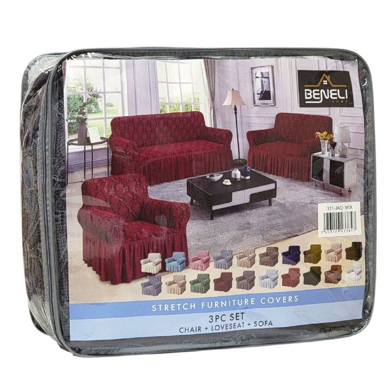 SET DE FORROS ELASTICOS DE MUEBLES, JUEGO DE 3 PIEZAS PARA MUEBLES VARIOS COLORES BENELI HOME