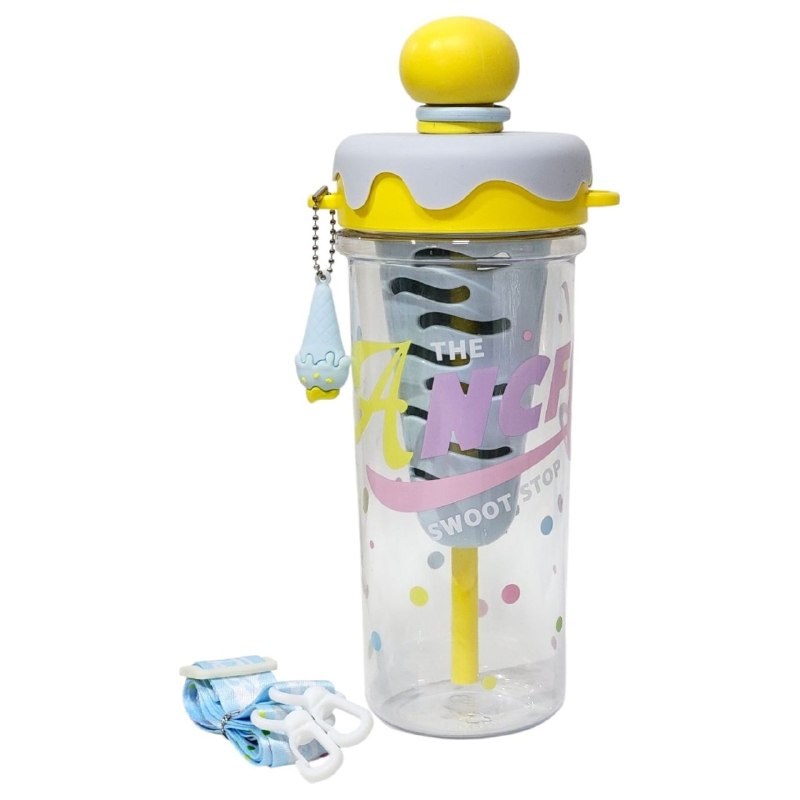 BOTELLA PARA AGUA CON DISEÑO DIVERTIDO DE HELADO CON CORREA