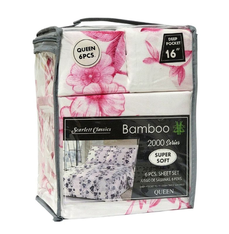 JUEGO DE SABANAS CAMERA DE 6 PIEZAS QUEEN SCARLETT CLASSICS BAMBOO, 54 ESTILOS