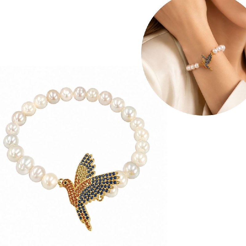 PULSERA DE ENCHAPE ELASTICA PARA DAMA CON DISEÑO DE PAJARO