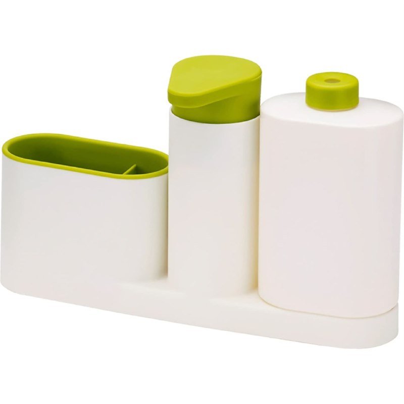 DISPENSADOR DE JABON LIQUIDO PARA COCINA O BAÑO CON ORGANIZADOR DE ESPONJAS Y CEPILLOS 9X16X27CM