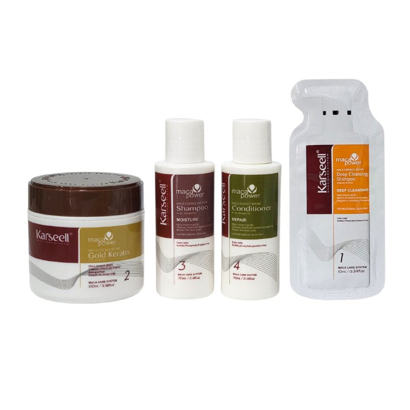 SET DE ALISADO CAPILAR PROGESIV, REDUCTOR DE VOLUMEN Y ANTIFRIZZ CON KERATINA Y ESENCIA DE MACA PERUANA KARSEELL