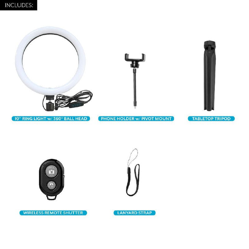 ARO DE LUZ LED ANILLO DE LUZ LED DE MESA DE 10 PULGADAS, REGULABLE, MODO DE 3 COLORES, BRILLO 10 NIVELES BOWER