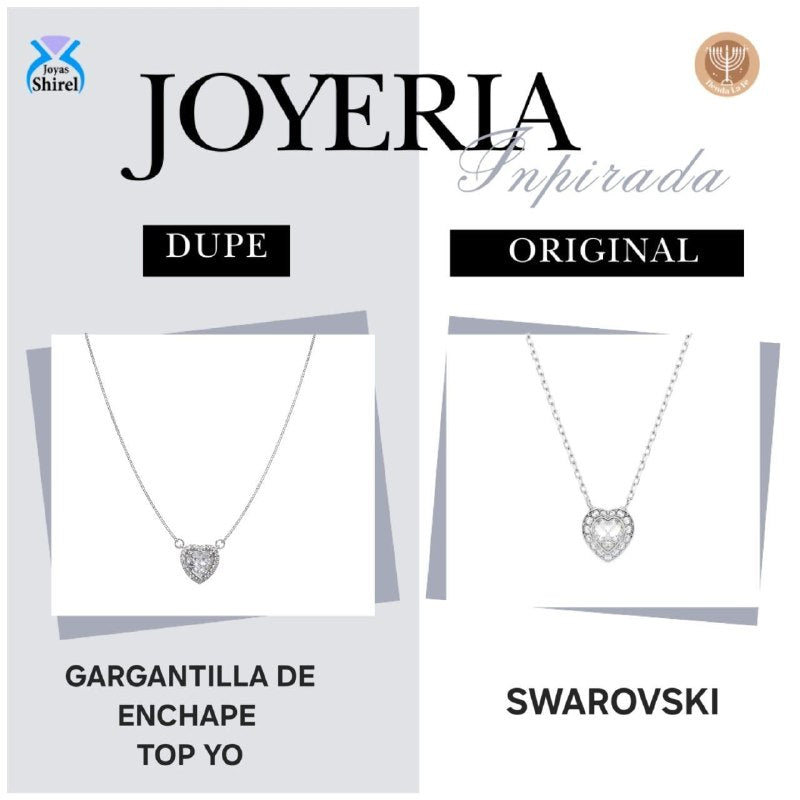 GARGANTILLA DE ENCHAPE PARA DAMA CON DISEÑO DE CORAZON 2.1CM (DUPE DE SWAROVSKI)