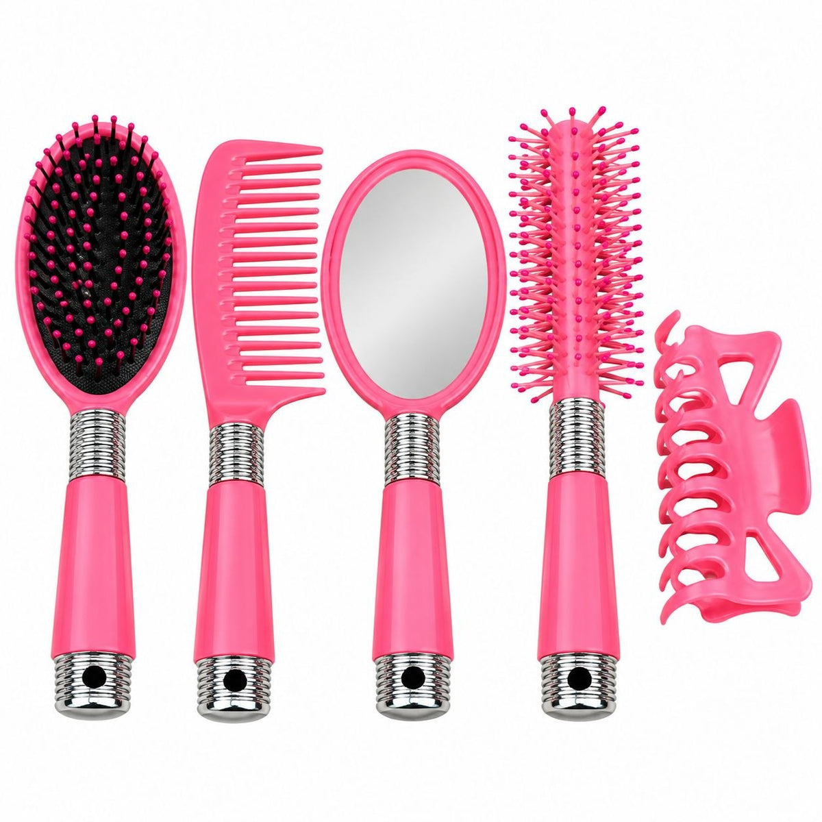 SET DE CEPILLOS ESPEJO Y ACCESORIOS PARA CABELLO 5 PIEZAS