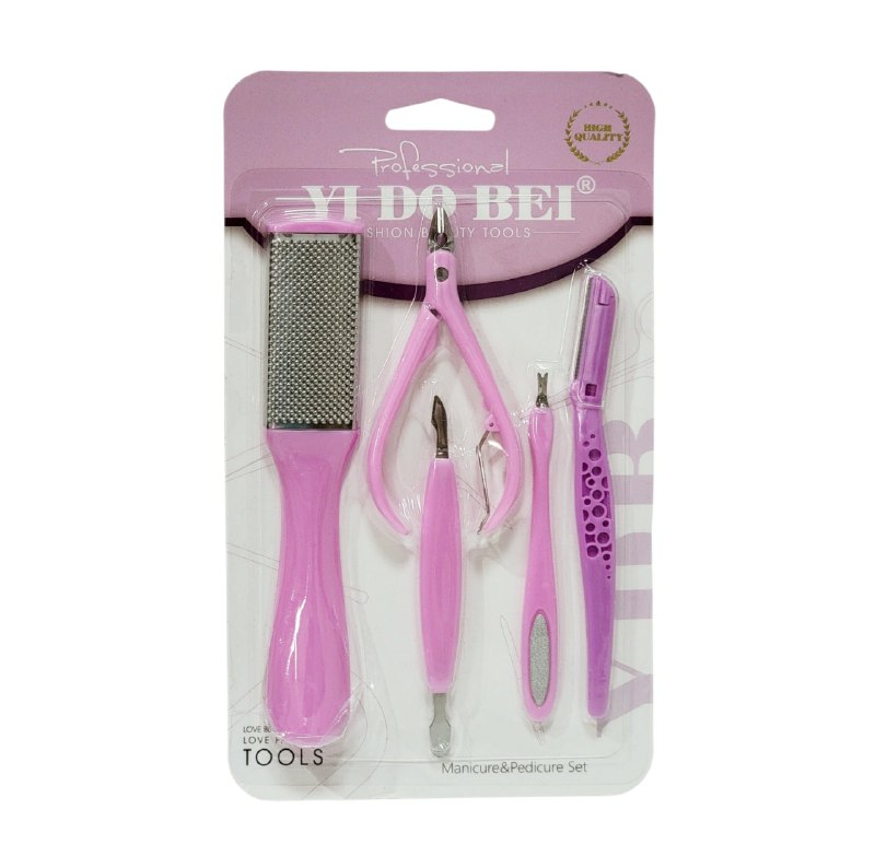 SET DE PEDICURA Y MANICURA PROFESIONAL DE 5 PIEZA, ELIMINAN DUREZAS Y PIEL MUERTA Y SUAVIZAN LA PIEL YI DO BEI