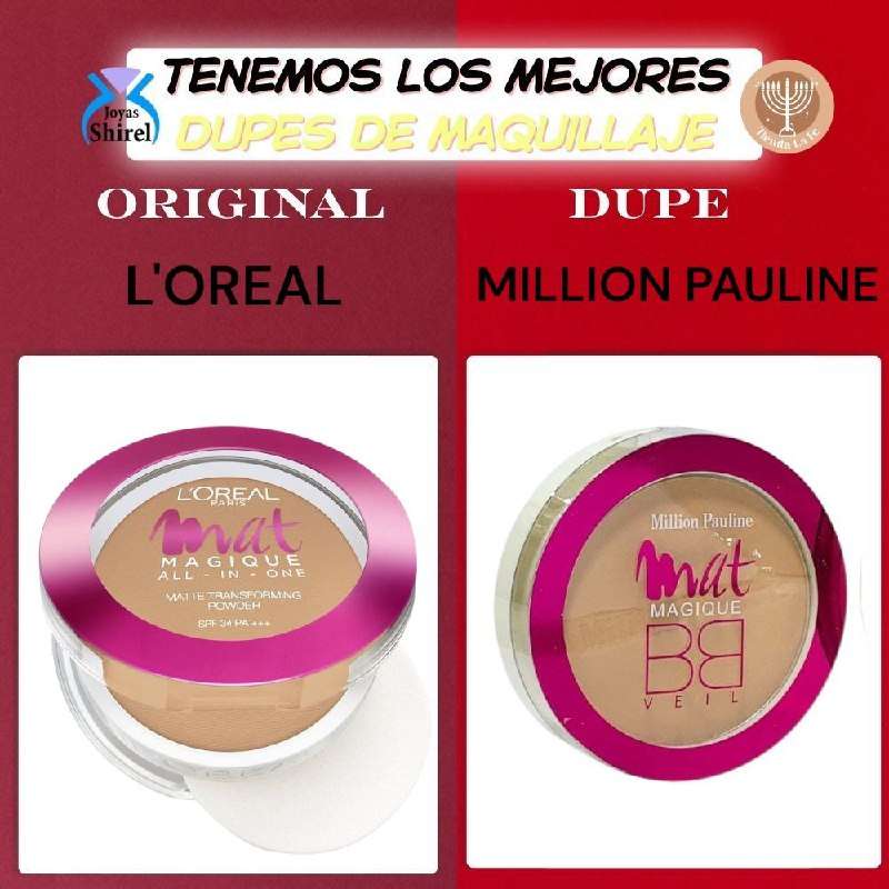 POLVOS DE MAQUILLAJE COMPACTO DE LARGA DURACION MILLION PAULINE (DUPE DE LOREAL)