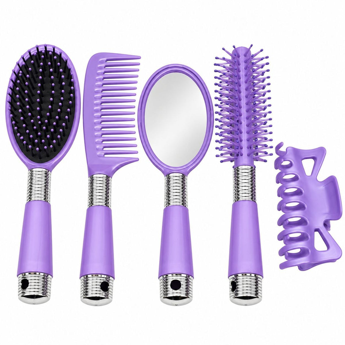 SET DE CEPILLOS ESPEJO Y ACCESORIOS PARA CABELLO 5 PIEZAS