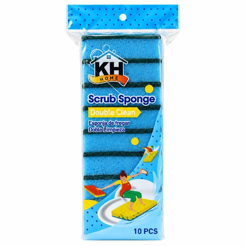 SET DE 10 ESPONJAS DE FREGAR CON FIBRA ABRASIVA QUE REMUEVE GRASA KH HOME 10X7CM
