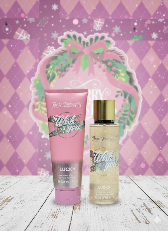 SET BODY PHILOSOPHY WIST YOU LUCKY SHIMMER SPLASH 250ML, CREMA CORPORAL 236ML (M)