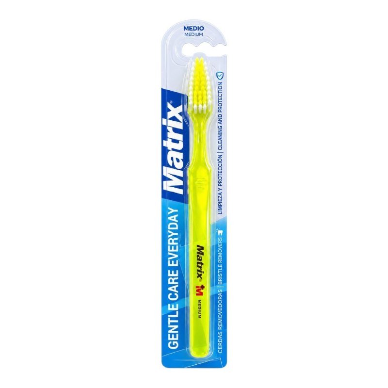 CEPILLO DE DIENTES DE LIMPIEZA PROFUNDA CON CERDAS DE MEDIA DUREZA Y MANGO ERGONOMICO MATRIX 19CM