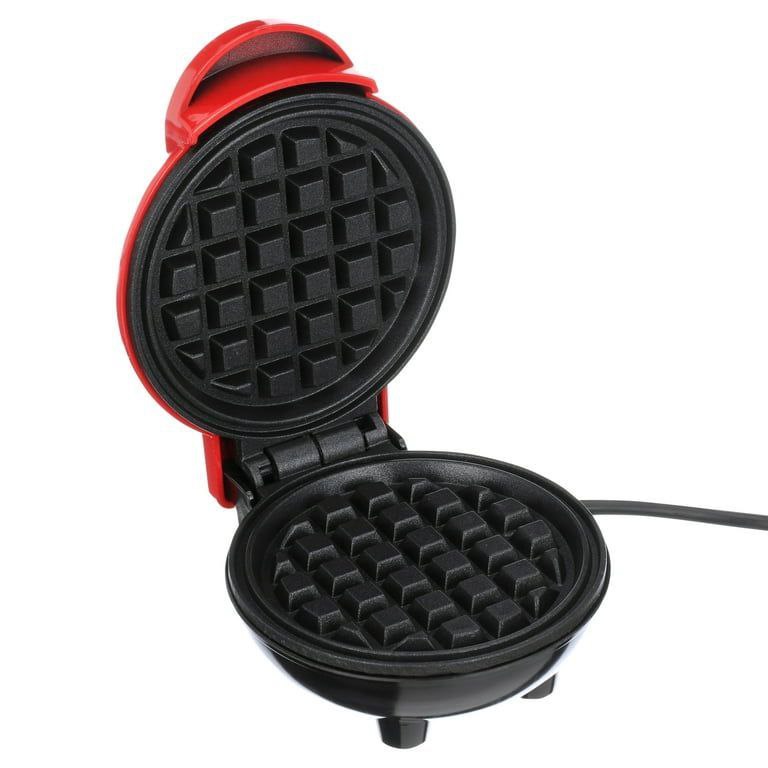 MAQUINA MINI WAFFLERA ELECTRICA CON SUPERFICIE ANTIADHERENTE DE 10CM Y 350W DE POTENCIA