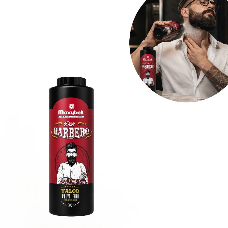 TALCO DE POLVO FINO REFRESCANTE CON FRAGANCIA MASCULINA PARA DESPUES DE AFEITAR O CORTAR EL PELO MAXYBELT 300G