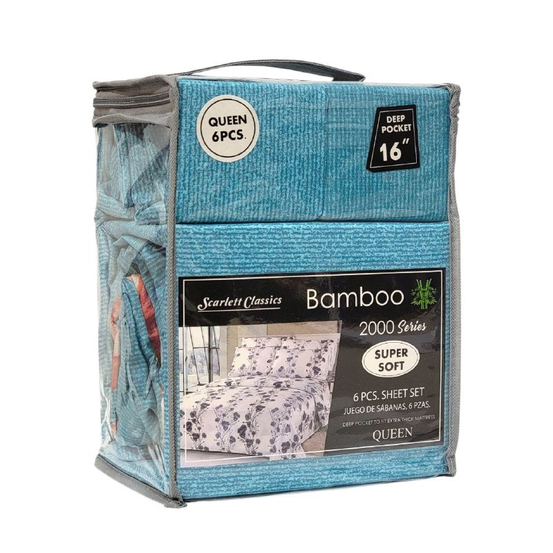 JUEGO DE SABANAS CAMERA DE 6 PIEZAS QUEEN SCARLETT CLASSICS BAMBOO, 54 ESTILOS