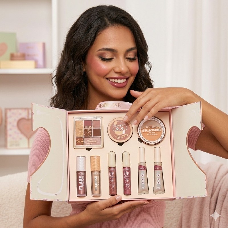 SET DE MAQUILLAJE COMPLETO DE 9 PIEZAS EN CAJA DE REGALO BBROSE