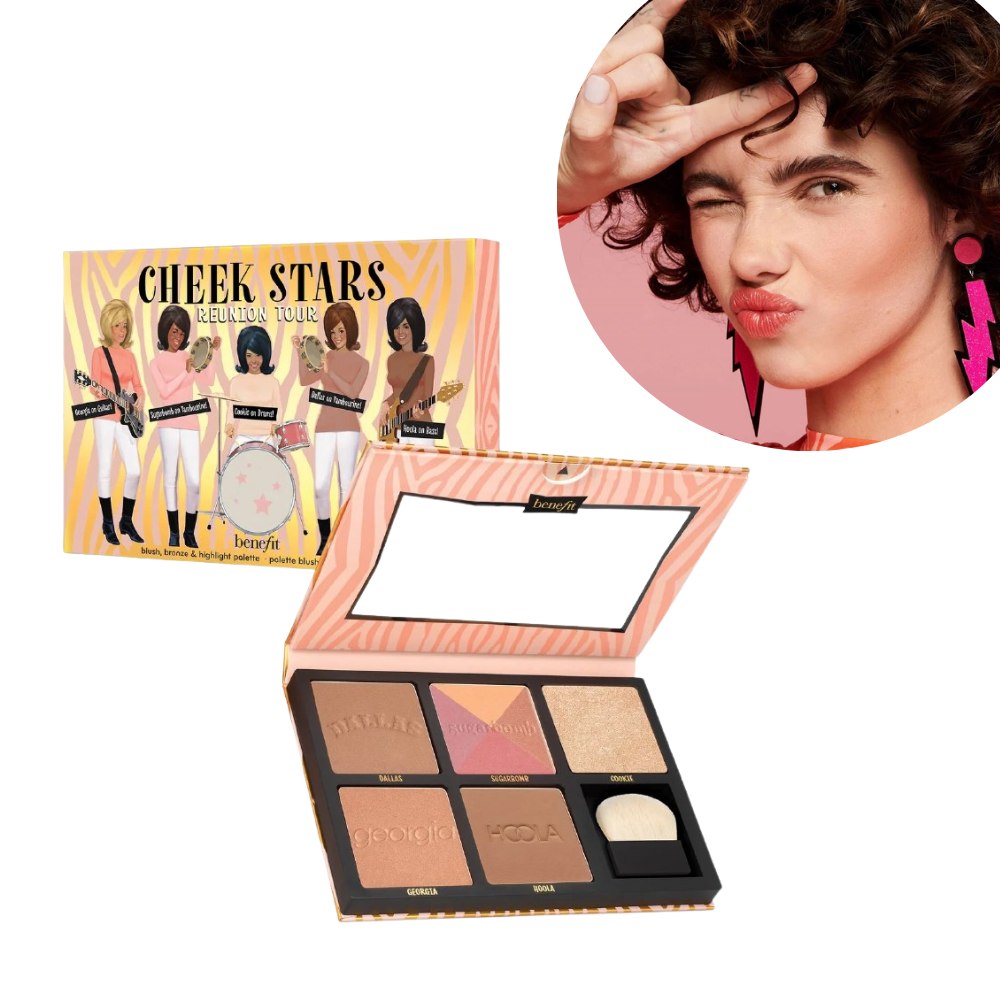 PALETA DE MAQUILLAJE PARA ROSTRO RUBOR BRONCEADOR E ILUMINADOR CHEEK STARS BENEFIT 40G