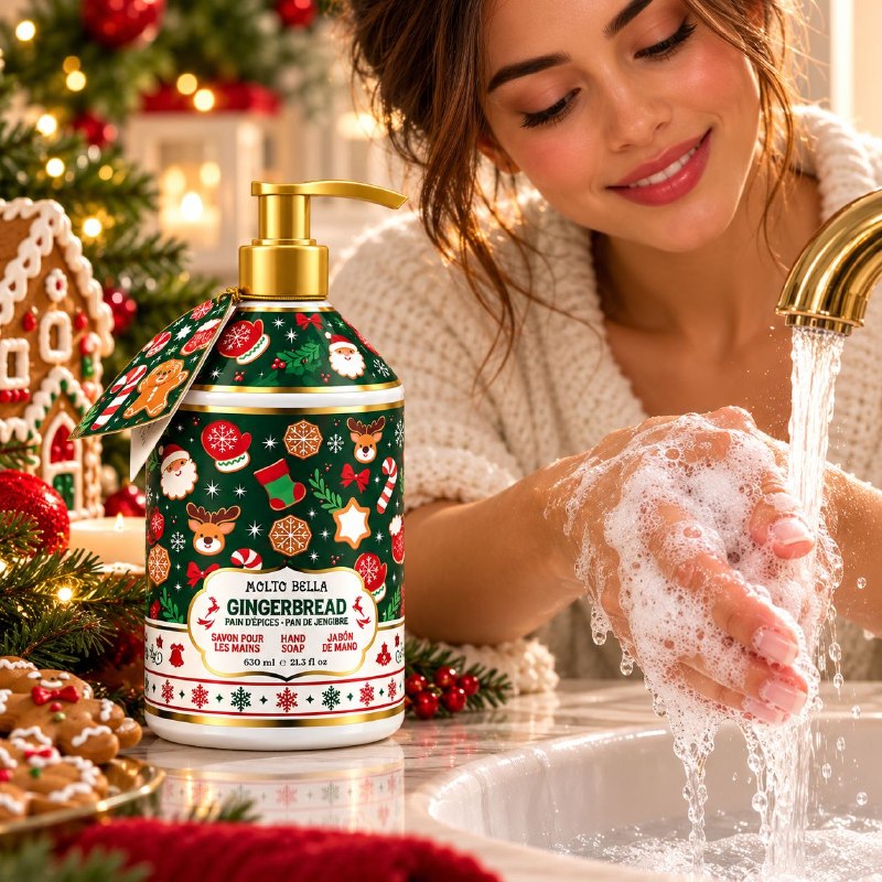 JABON LIQUIDO PARA MANOS SUAVE CON AROMA A PAN DE JENGIBRE MOLTO BELLA 630ML