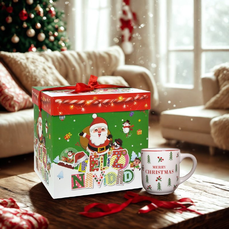 CAJA DE REGALO NAVIDEÑA GRANDE 22X22CM