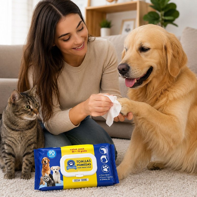 TOALLAS HUMEDAS DESINFECTANTES PARA MASCOTAS EXTRA SUAVES MAXCOTAS 90UND