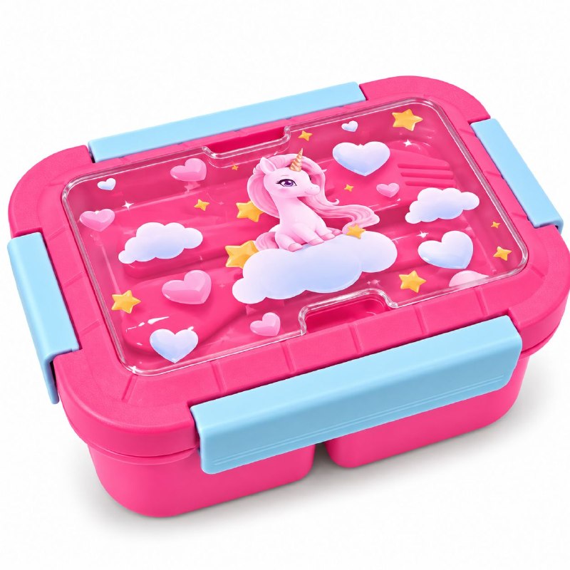 RECIPIENTE PANA PARA ALIMENTOS HERMETICA DE 3 COMPARTIMIENTOS CON CUBIERTOS PARA NIÑOS(AS) FRESH GUARD 1400ML