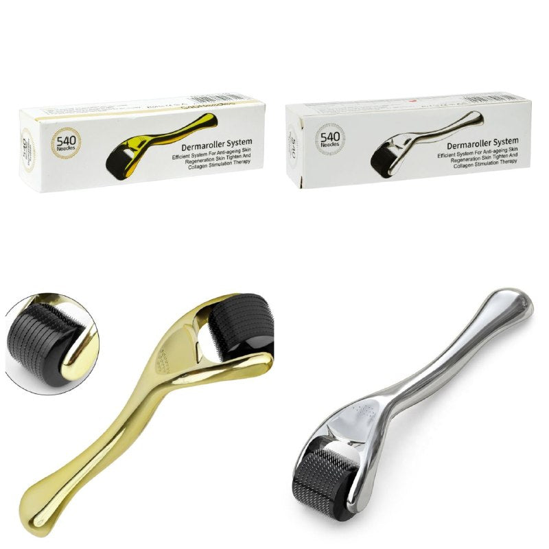 RODILLO FACIAL MASAJEADOR CON MICROAGUJAS DE TITANIO DE 0.5MM DERMAROLLER