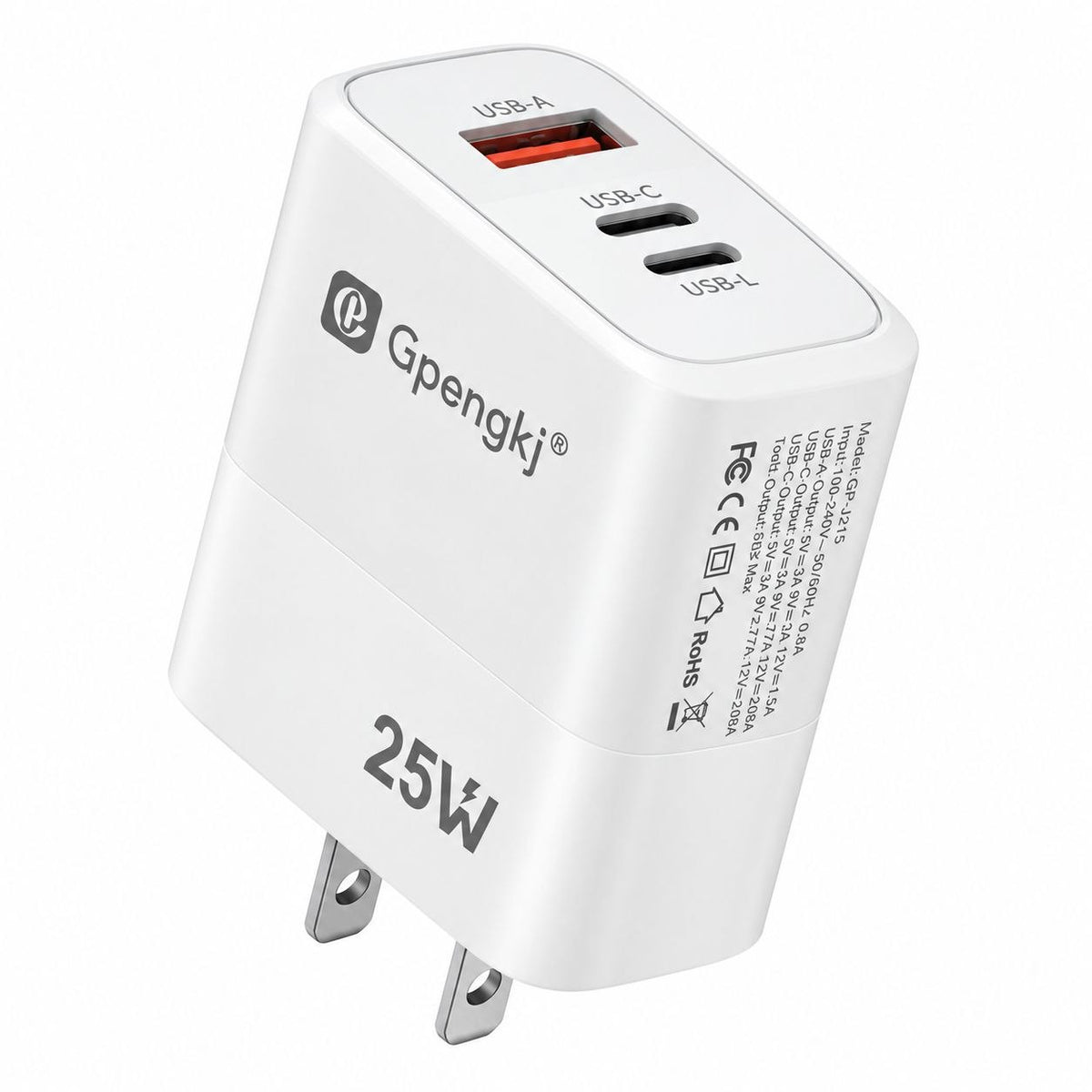 CARGADOR DE PARED DE CARGA RÁPIDA 25W MULTIPUERTO GPENGKJ 6CM