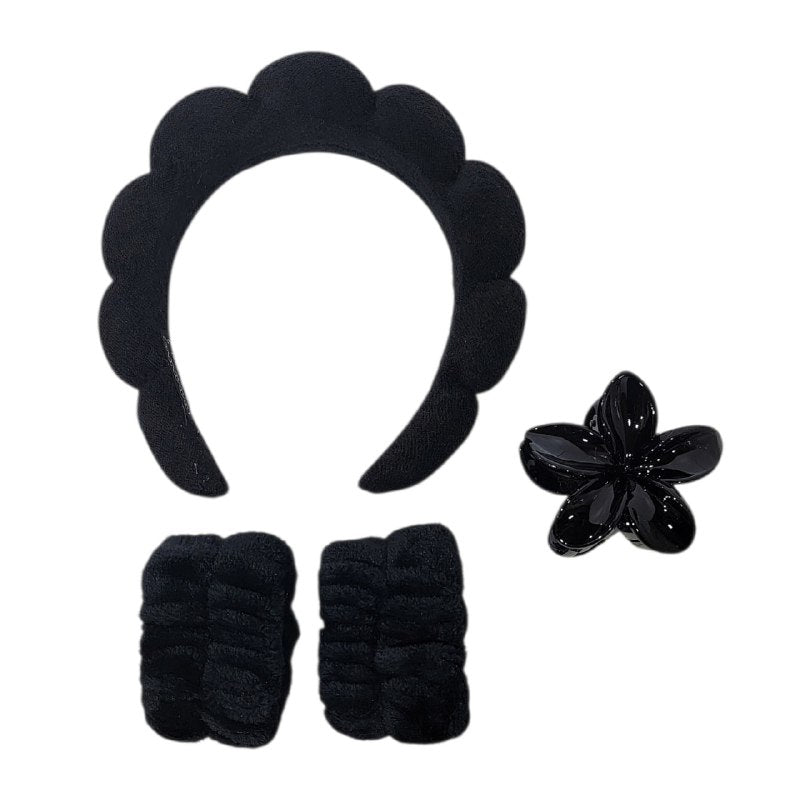 KIT DE CUIDADO FACIAL, GANCHO FLOR HAWAIANA, DIADEMA Y MUÑEQUERA SKIN CARE, 6 ESTILOS