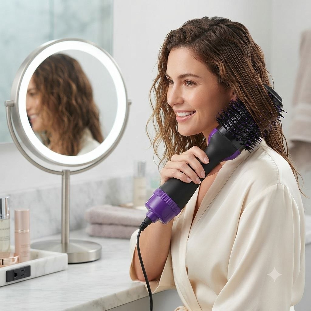 SECADOR Y ESTILIZADOR DE CABELLO PROFESIONAL CEPILLO DE AIRE CALIENTE 2 EN 1 PARA ACABADOS SUAVES Y LIBRES DE FRIZZ ONE STEP