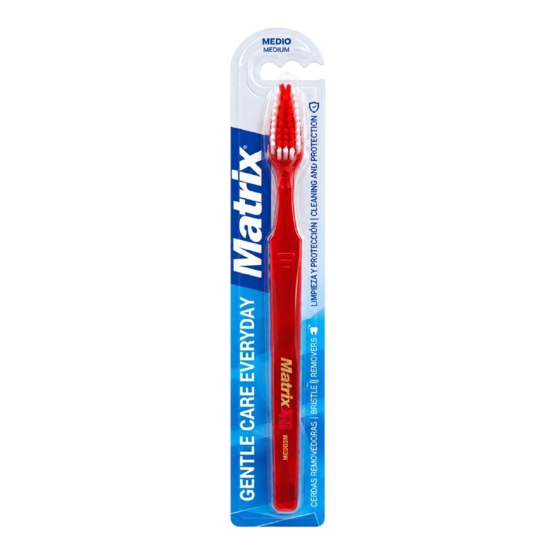 CEPILLO DE DIENTES DE LIMPIEZA PROFUNDA CON CERDAS DE MEDIA DUREZA Y MANGO ERGONOMICO MATRIX 19CM