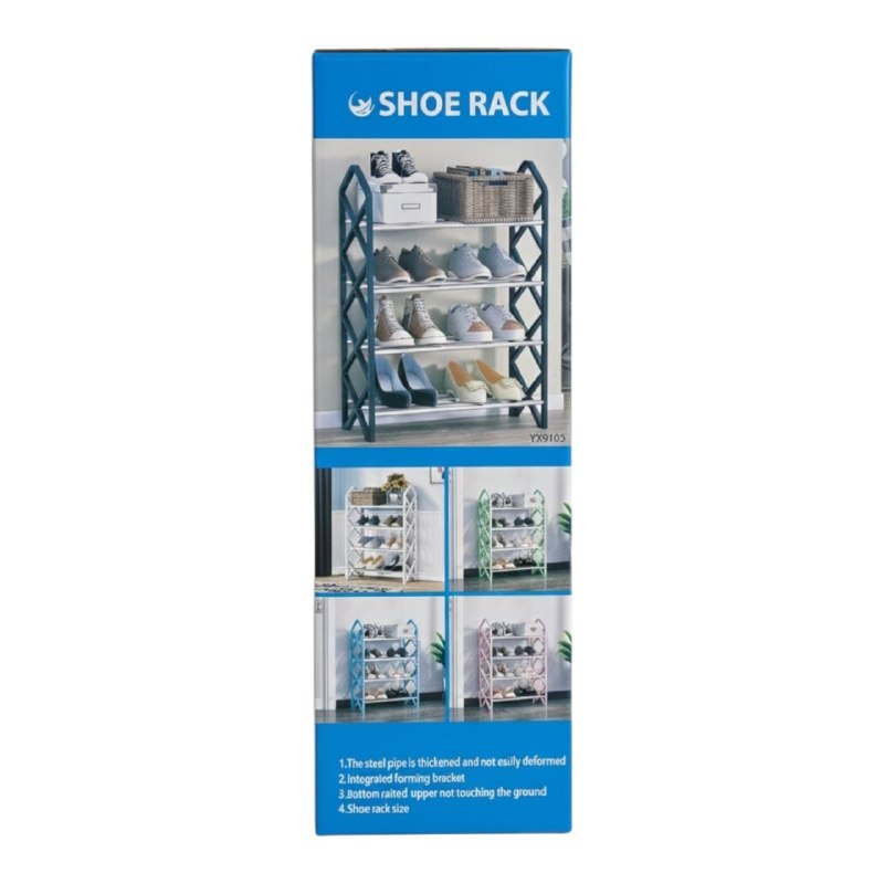 ZAPATERO ORGANIZADOR COMPACTO MODULAR DE 4 NIVELES CON SOPORTES LATERALES EN FORMA DE DIAMANTE SHOE RACK YX105 58X42X18.5 CM