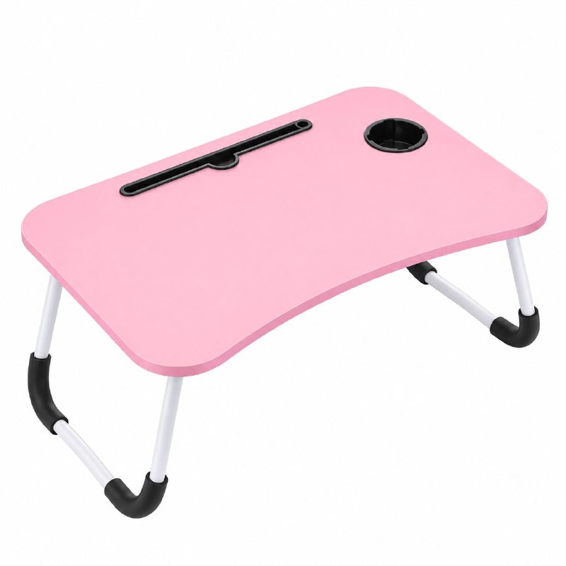 MESA PLEGABLE PORTATIL PARA CAMA O SOFA CON PORTAVASOS Y RANURA PARA TABLET 60X40X27CM