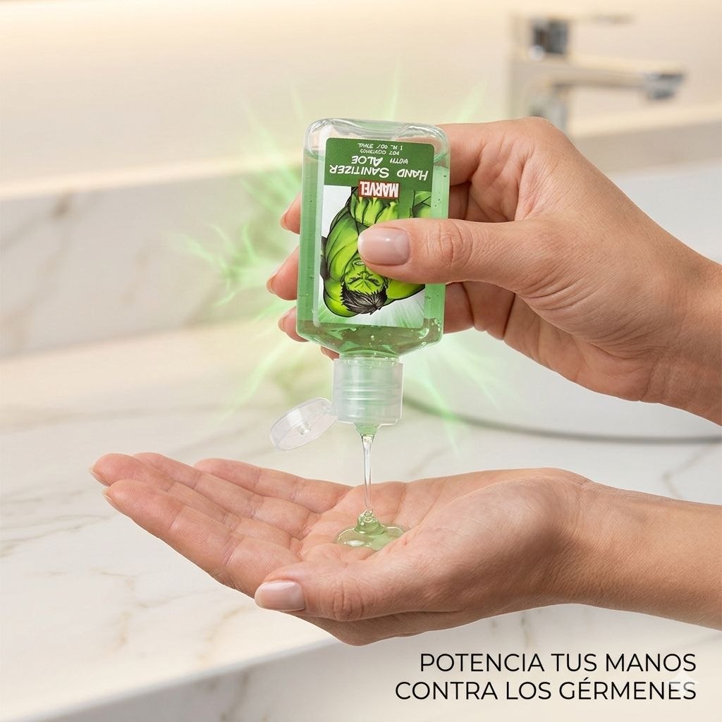 GEL DE MANOS ANTIBACTERIAL CON ALOE VERA DE SUPER HEROES DE MARVEL PORTATIL