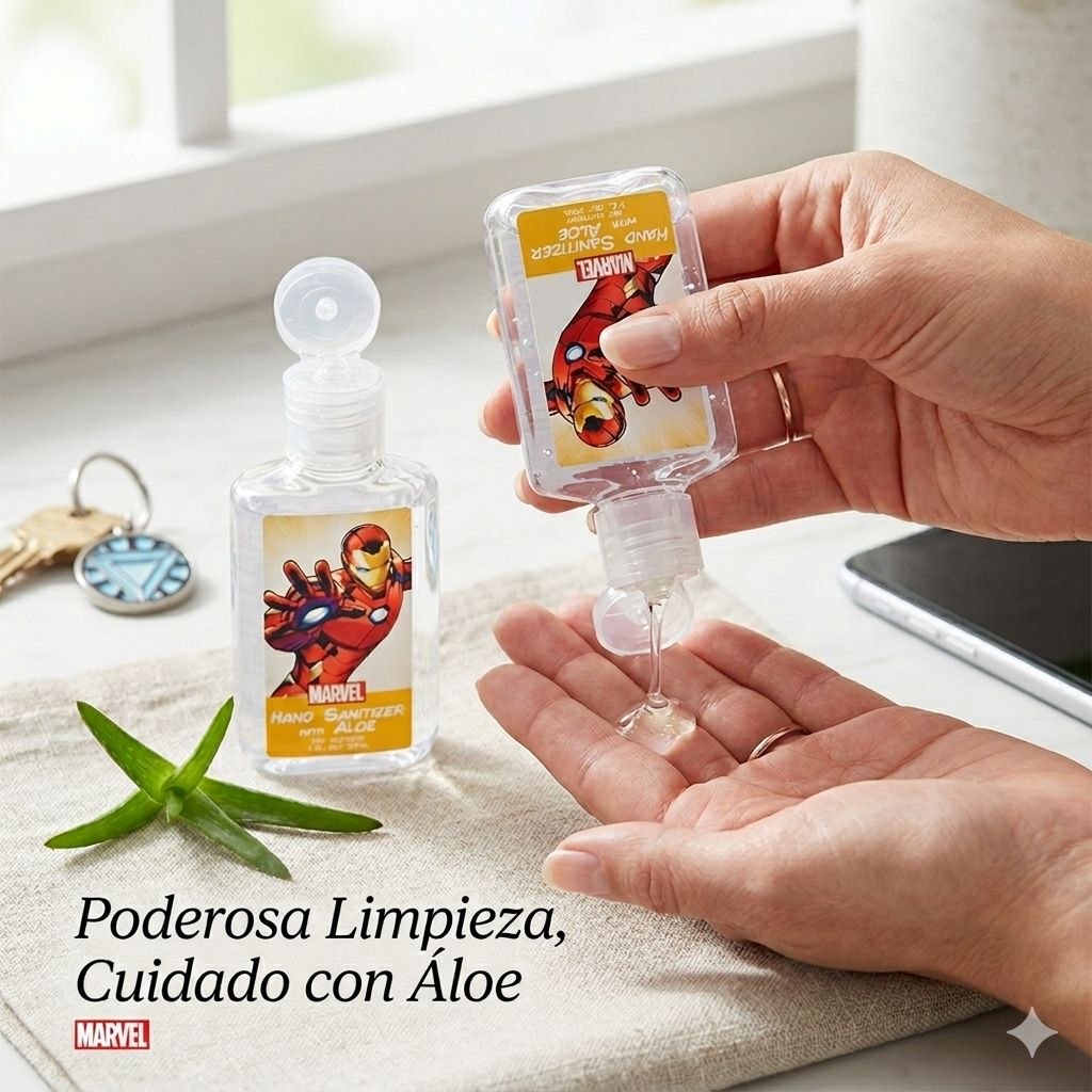GEL DE MANOS ANTIBACTERIAL CON ALOE VERA DE SUPER HEROES DE MARVEL PORTATIL