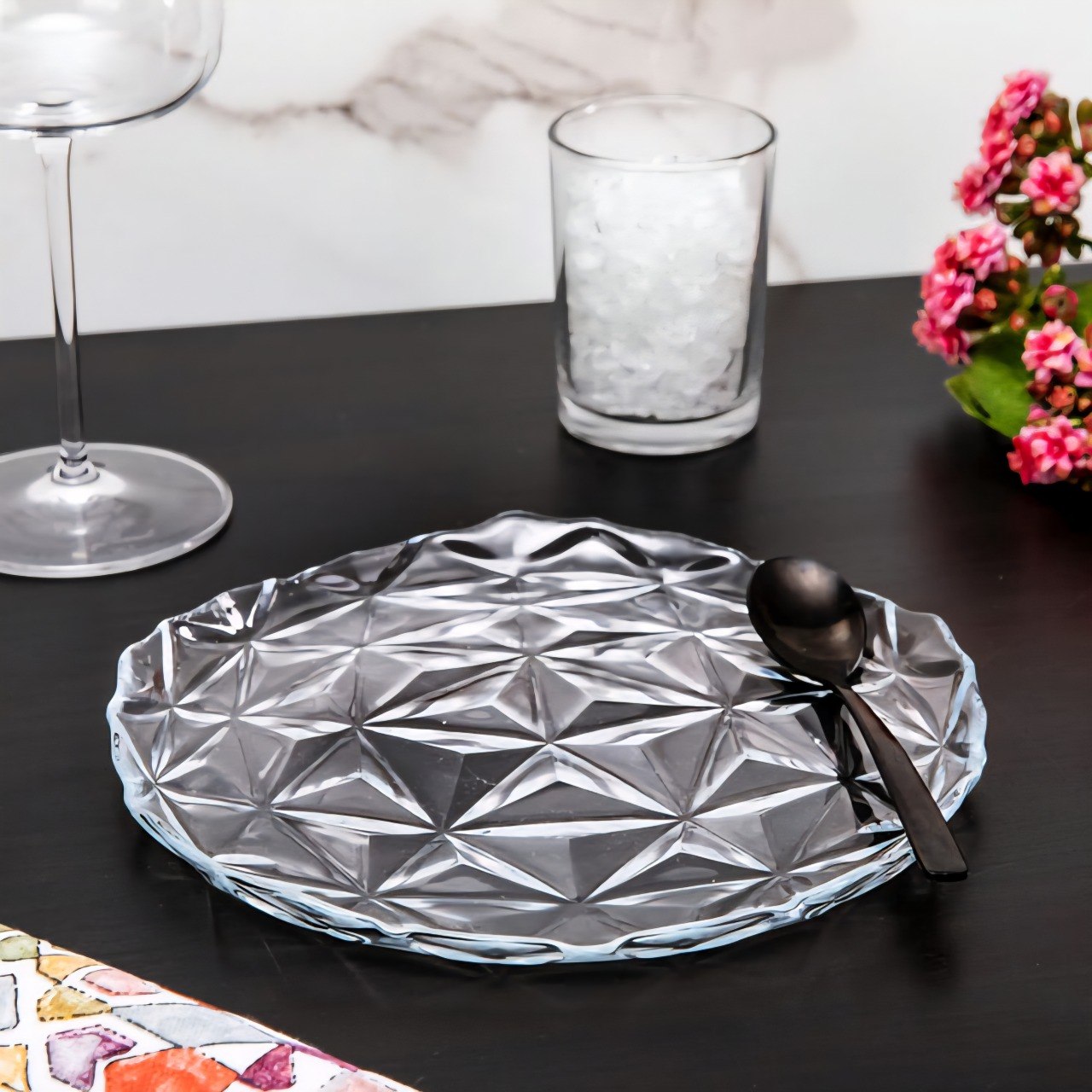 PLATO DE CARGA PARA POSTRE CON RELIEVE CIRCULAR 20CM