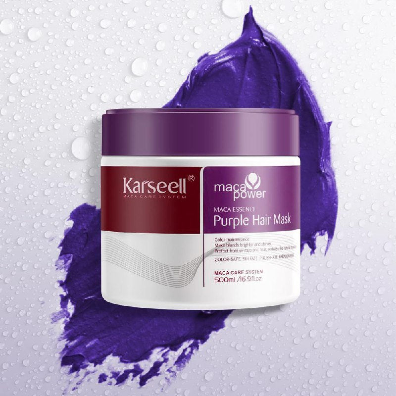 MASCARILLA PARA EL CABELLLO MORADA MATIZADORA DISEÑADA PARA RUBIOS PLATINOS Y CABELLO GRIS KARSEELL 500ML