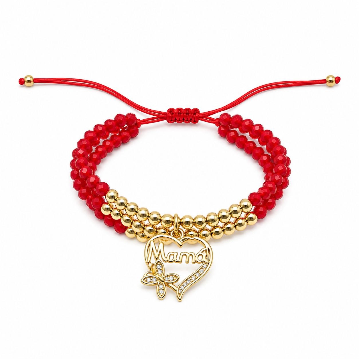 PULSERA DE ENCHAPE PARA DAMA CON DISEÑO DE CORAZON MAMA