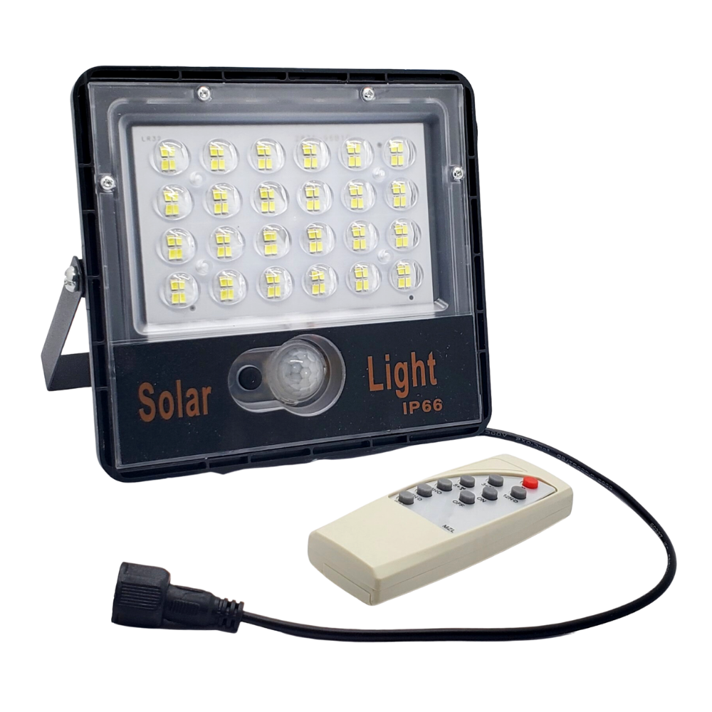 LUZ LED, LÁMPARA SOLAR CON SENSOR DE MOVIMIENTO Y PANEL SOLAR  100 WATT