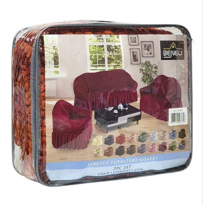 SET DE FORROS ELASTICOS DE MUEBLES, JUEGO DE 3 PIEZAS PARA MUEBLES VARIOS COLORES BENELI HOME