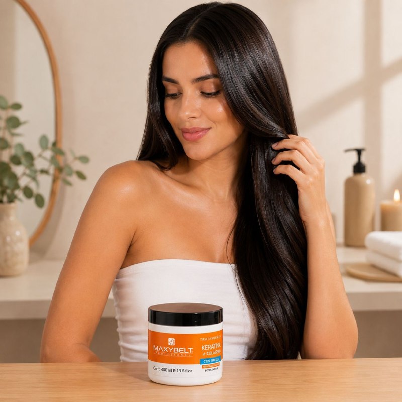 TRATAMIENTO CAPILAR DE KERATINA Y COLAGENO INTENSIVO PARA CABELLO SECO Y MALTRATADO MAXYBELT 400ML