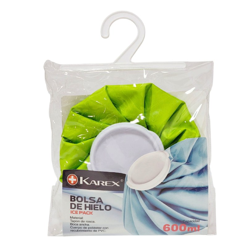 BOLSA DE HIELO CON TAPON PARA DOLOR DE CUERPO REUTILIZABLE +KAREX 600ML