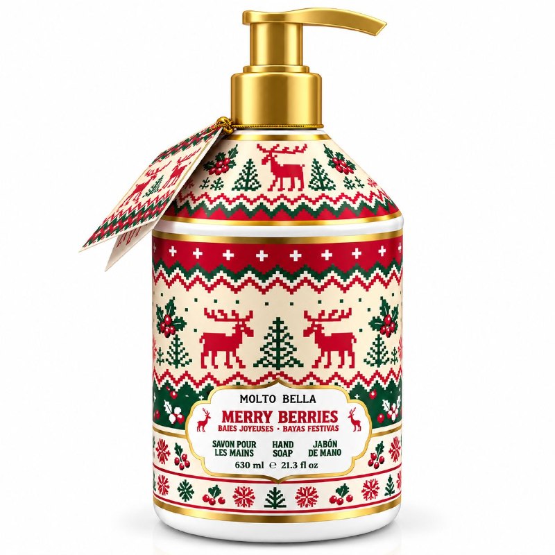 JABON LIQUIDO PARA MANOS SUAVE CON AROMA A BAYAS FESTIVAS MOLTO BELLA 630ML