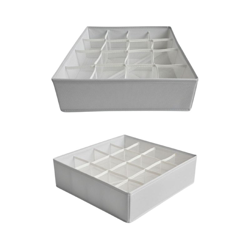 ORGANIZADOR CAJA DE ALMACENAMIENTO DE 16 COMPARTIMIENTOS FIJOS, PERFECTO PARA FAJAS, CALCETINES, BUFANDAS,ETC 32X32X10CM FUHUA