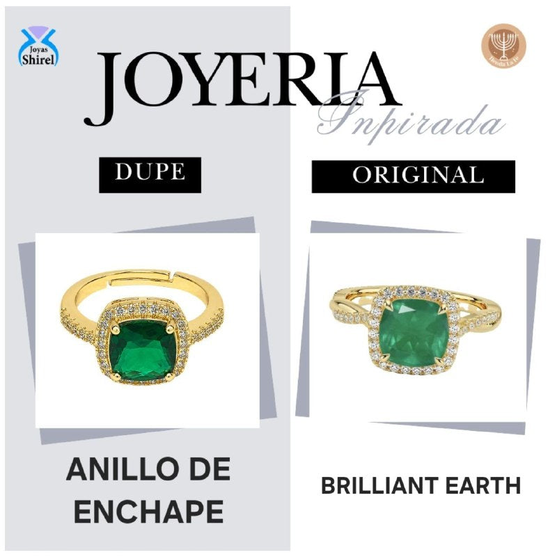 ANILLO DE ENCHAPE PARA DAMA ESTILO HALO CON GEMAS EN CORTE COJÍN Y PAVÉ