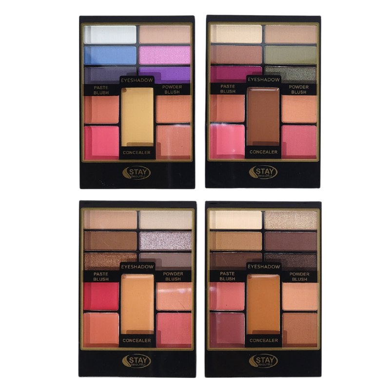 SOMBRAS DE MAQUILLAJE EN PALETA DE OJOS, RUBOR Y CORRECTOR, DALE A TUS OJOS UN COLOR PERSONALIZADO 4 TONOS DE PALETAS STAY BEAUTIFUL 20.6G