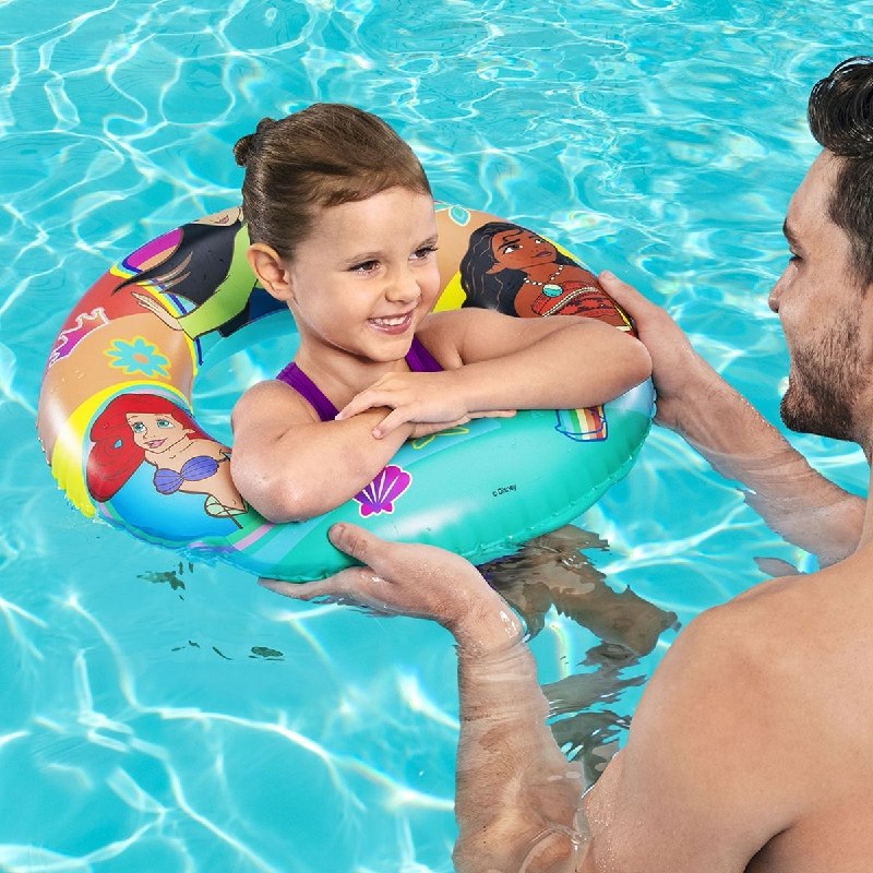 FLOTADOR INFLABLE DE NATACION EN FORMA DE DONA CON DISEÑO DE PRINCESAS BESTWAY 56CM