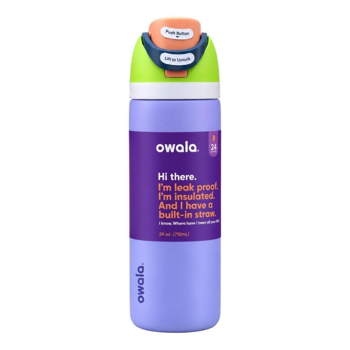 BOTELLA TÉRMICA REUTILIZABLE CON PAJILLA INTEGRADA OWALA 24OZ (710ML)