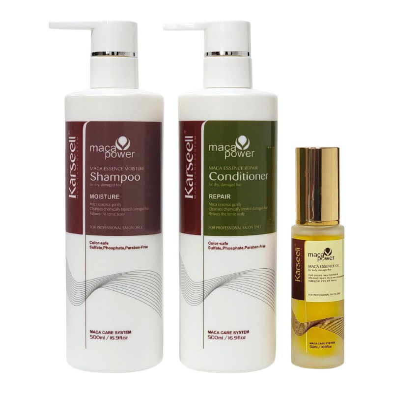 SET DE TRATAMIENTO PARA EL CABELLO HIDRATANTE Y REPARADOR DE ESENCIA DE MACA 3PCS KARSEELL