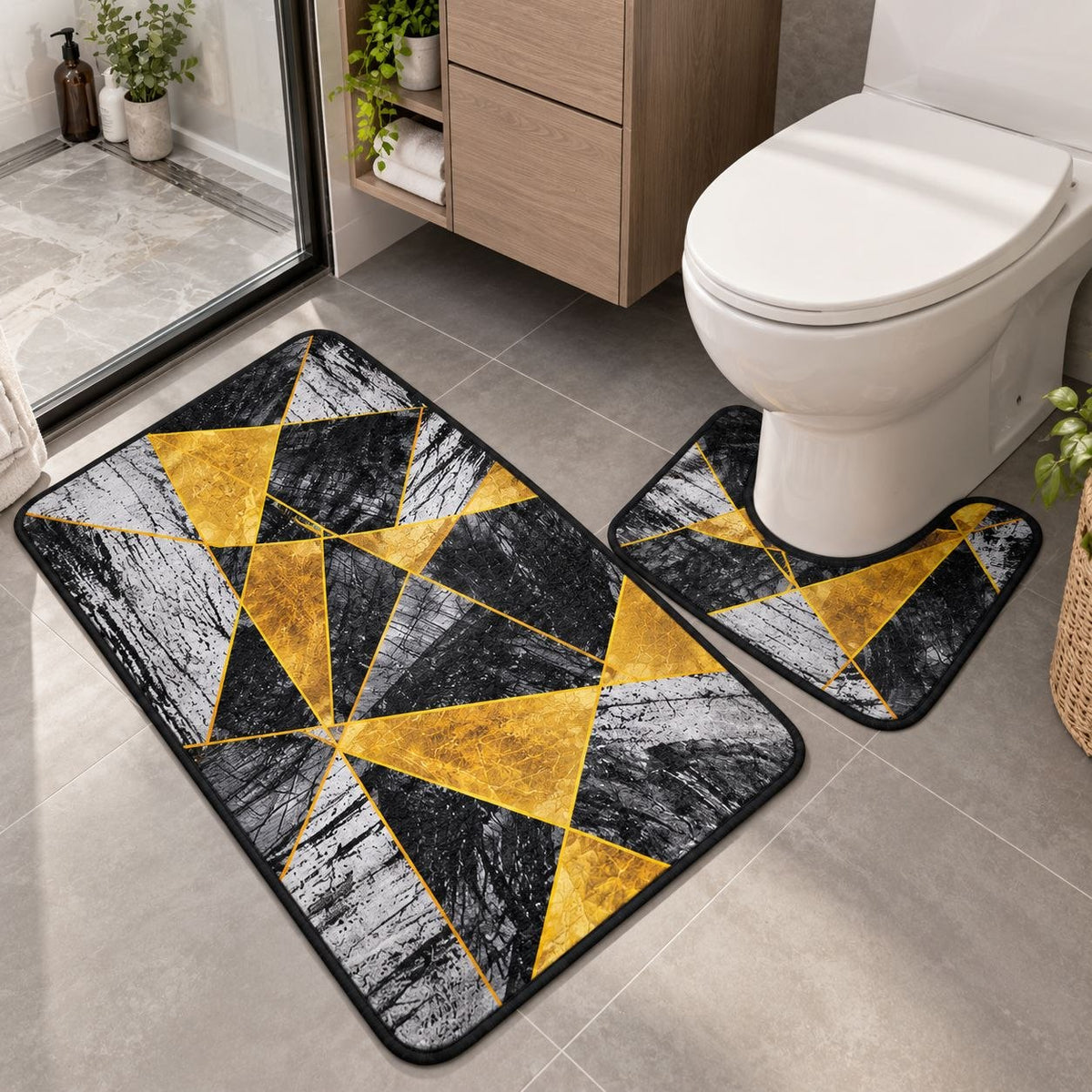 SET DE ALFOMBRAS PARA BAÑO SUAVES Y DECORATIVAS 2PCS DOOR MAT 80X50CM Y 18X18CM