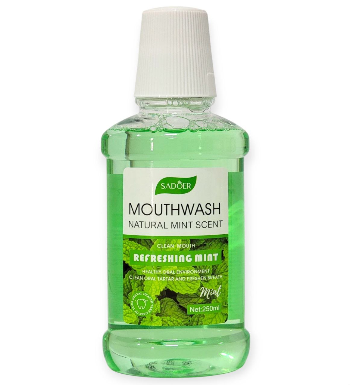 ENJUAGUE BUCAL REFRESCANTE CON AROMA A MENTA NATURAL SADOER 250ML